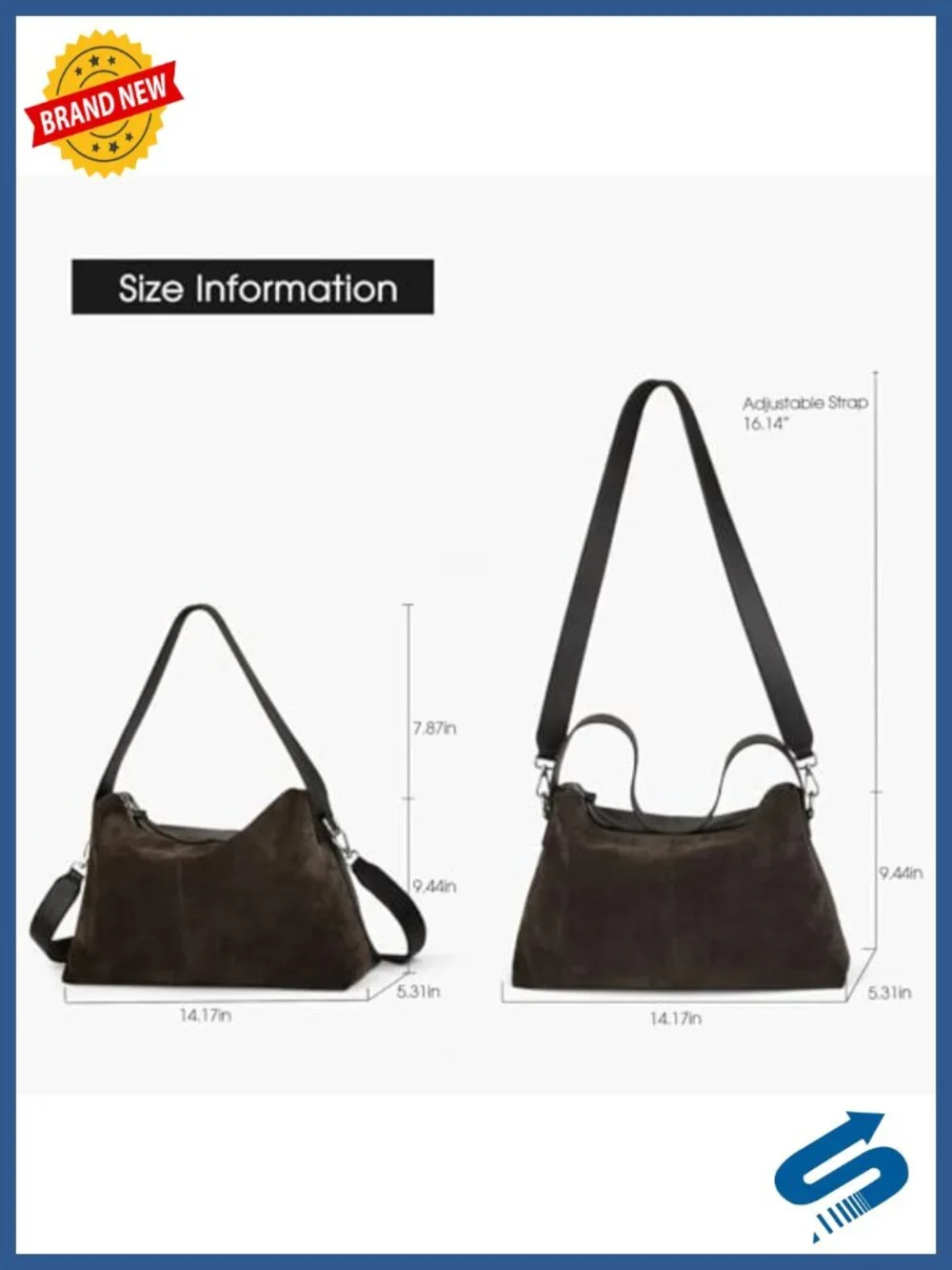 Suede Leather Crossbody Bag with Adjustable Strap Slouchy Hobo Tote